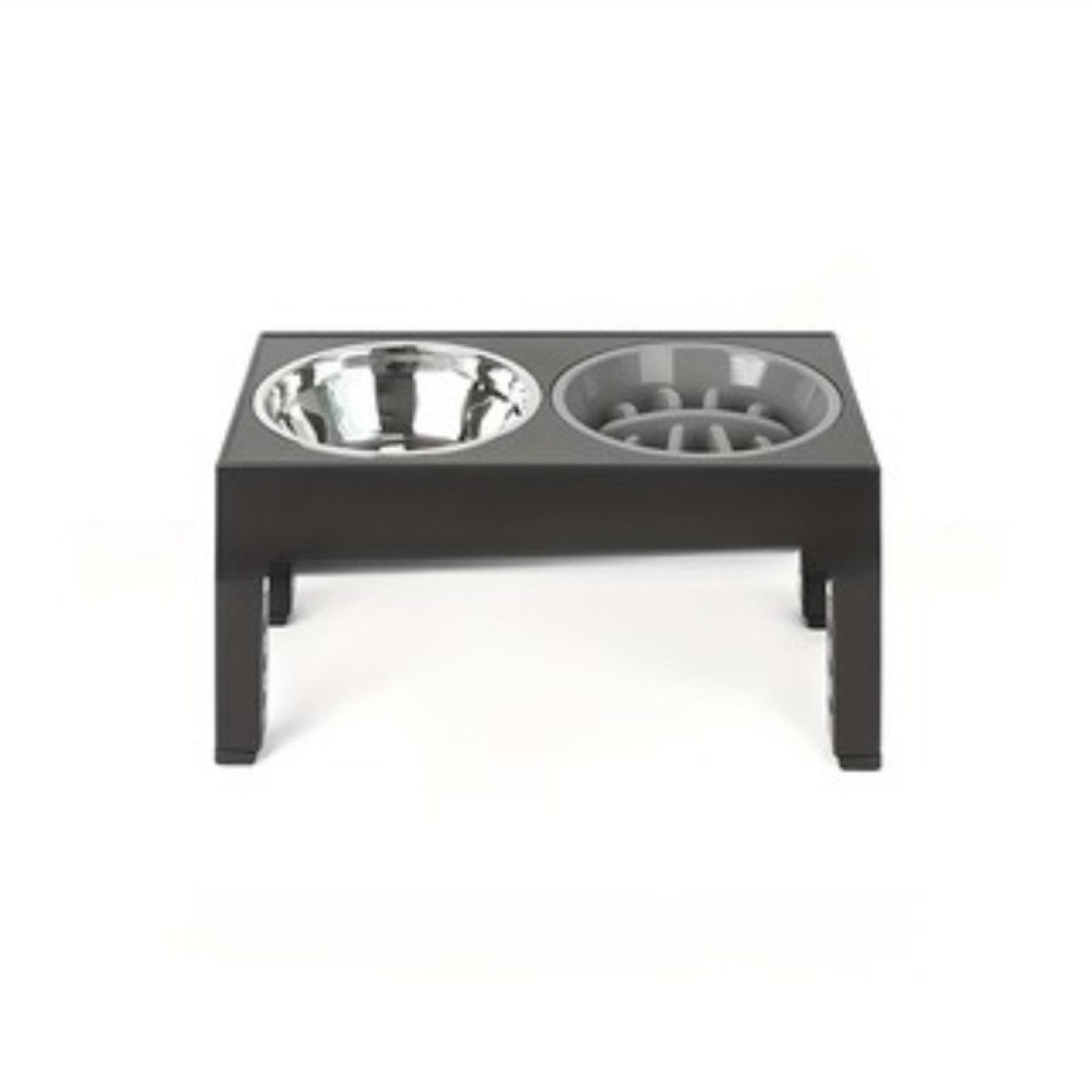 Comedero ajustable con cuenco lento · Gris
