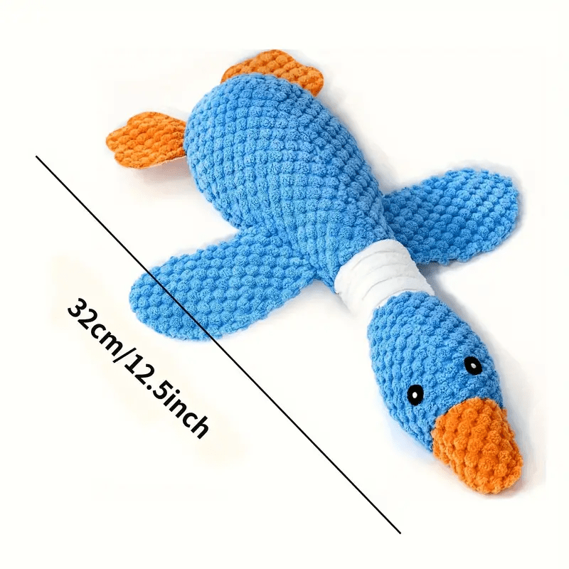 Ganso azul de peluche · Textura cuadriculada