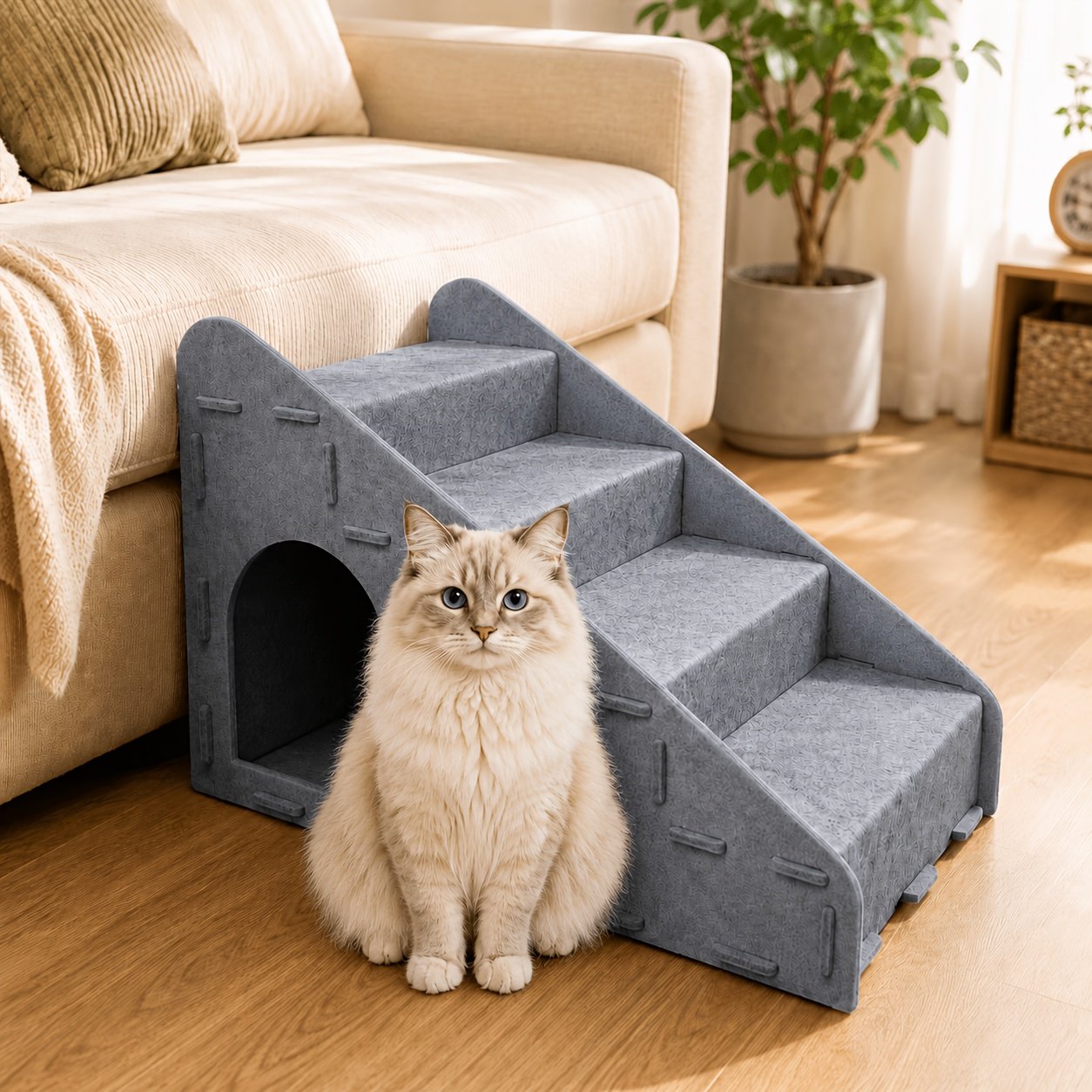 Escalera para mascotas · 4 niveles gris