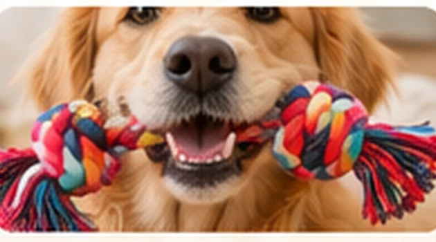 Perro con cuerda de juguete
