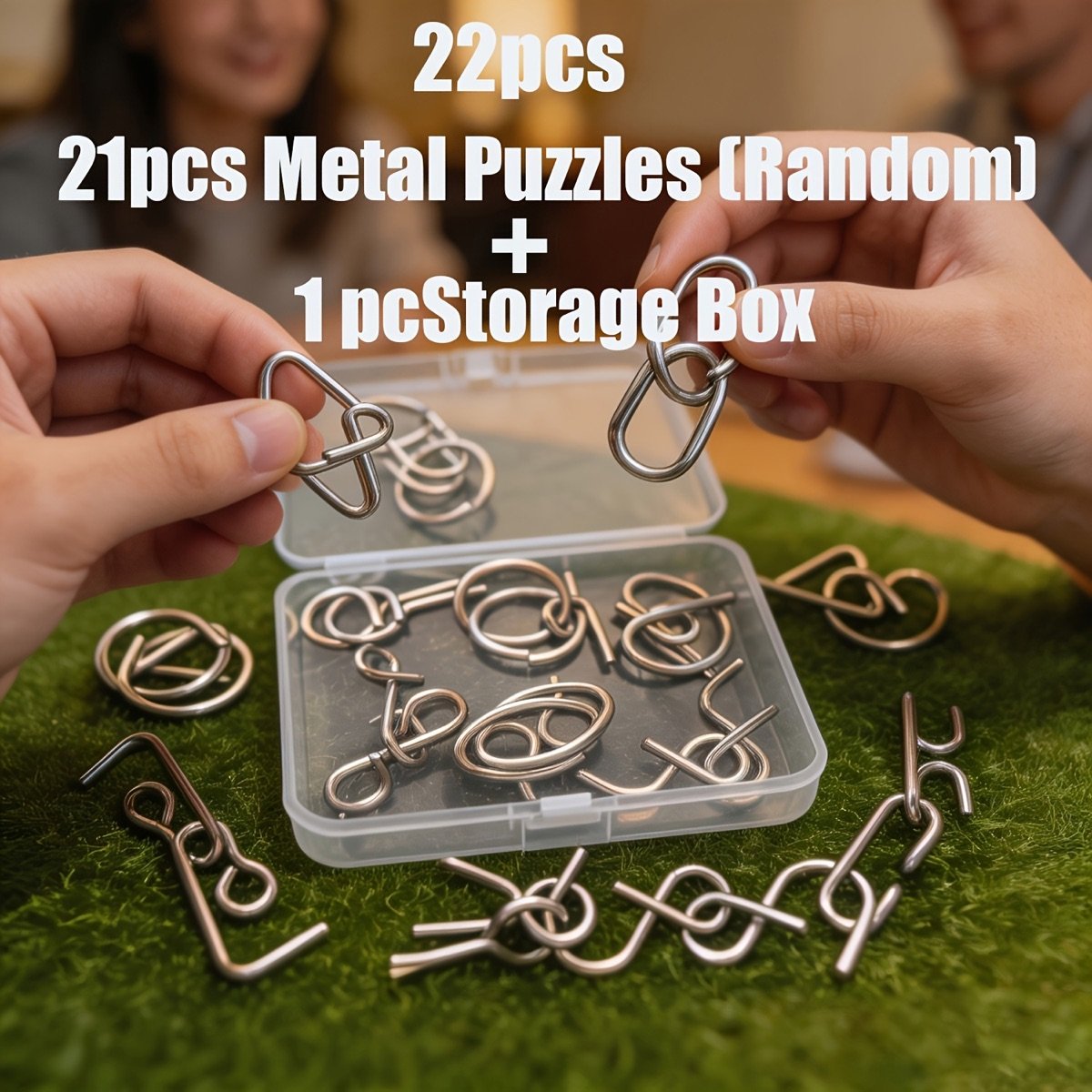 Rompecabezas de metal Luban · Caja de 22 piezas
