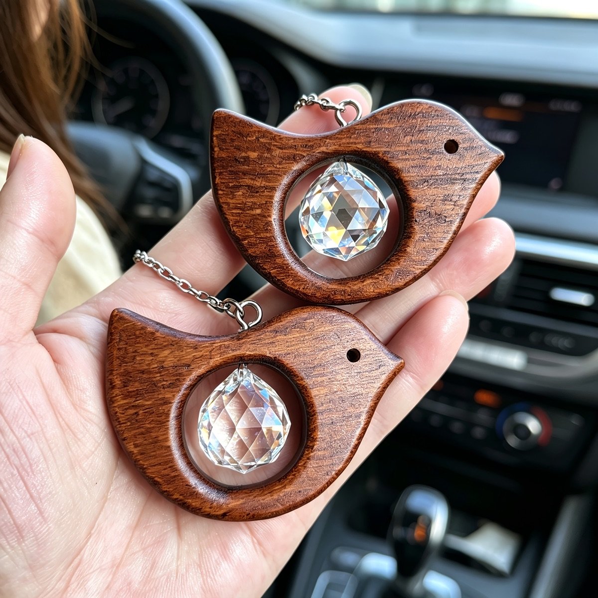 Atrapasoles de pájaro de madera · 2 piezas
